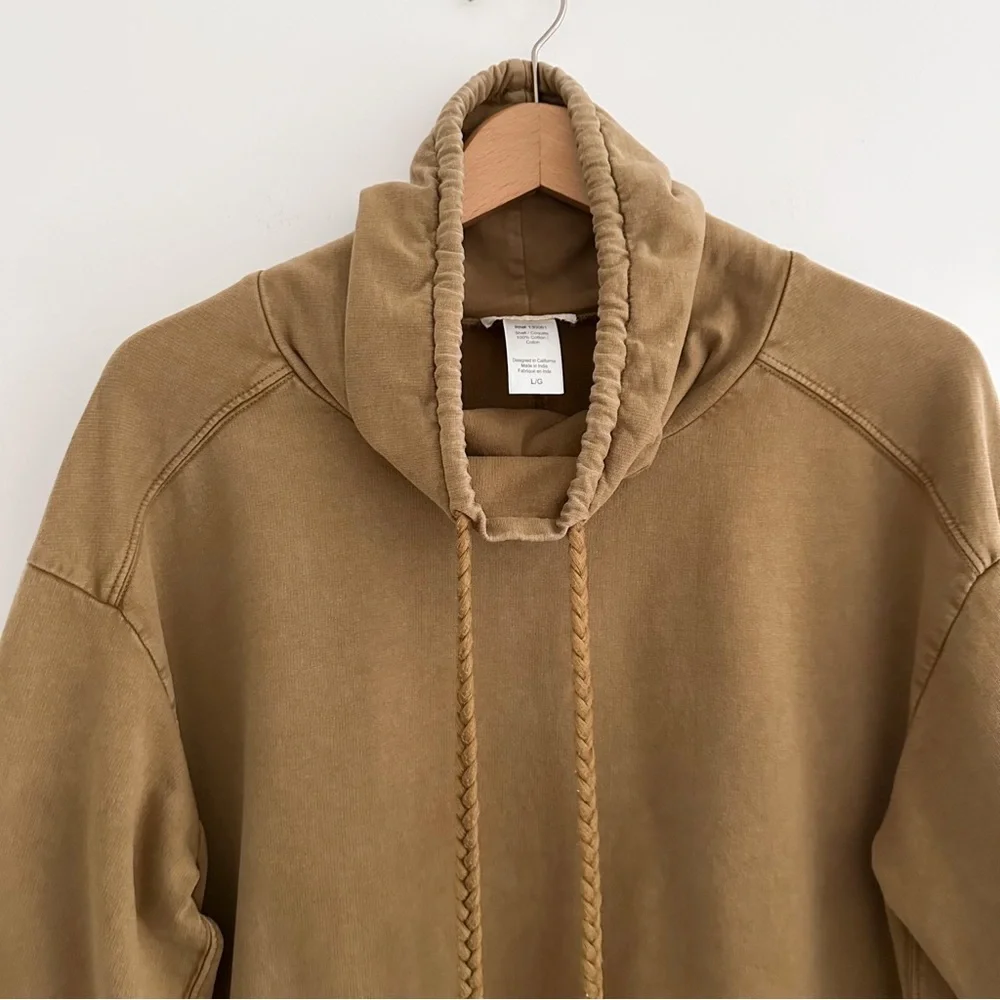 L*Space Daphne Sweatshirt Dress in Moss Tan Cotton Funnel Neck Tunic Size Large - Picture 3 of 8